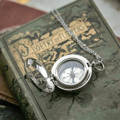 Sundial and Compass on Necklace or Pocket Chain