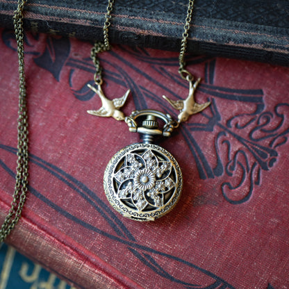 Daisy Pinwheel Timepiece Necklace