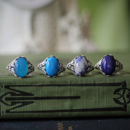 Blue Stone Adjustable Rings