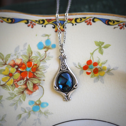 Blue-Toned Stone Drop Necklace