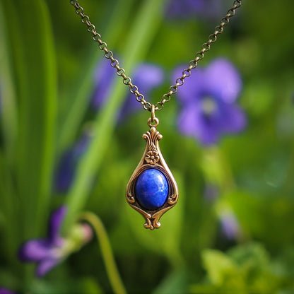 Blue-Toned Stone Drop Necklace