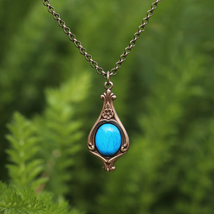 Blue-Toned Stone Drop Necklace