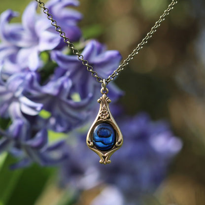 Blue-Toned Stone Drop Necklace