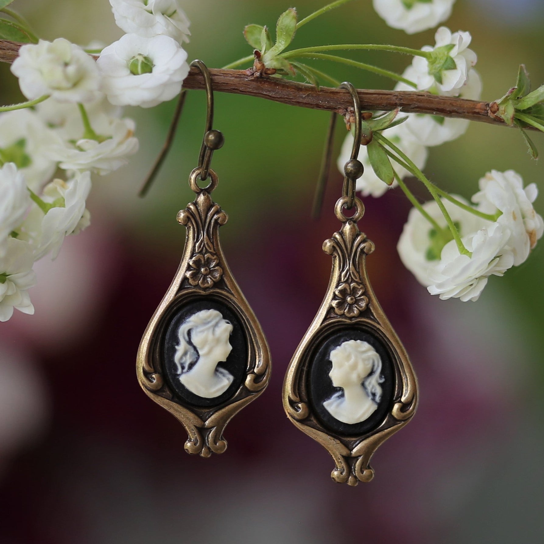 Lady Cameo Earrings- Pick a Color