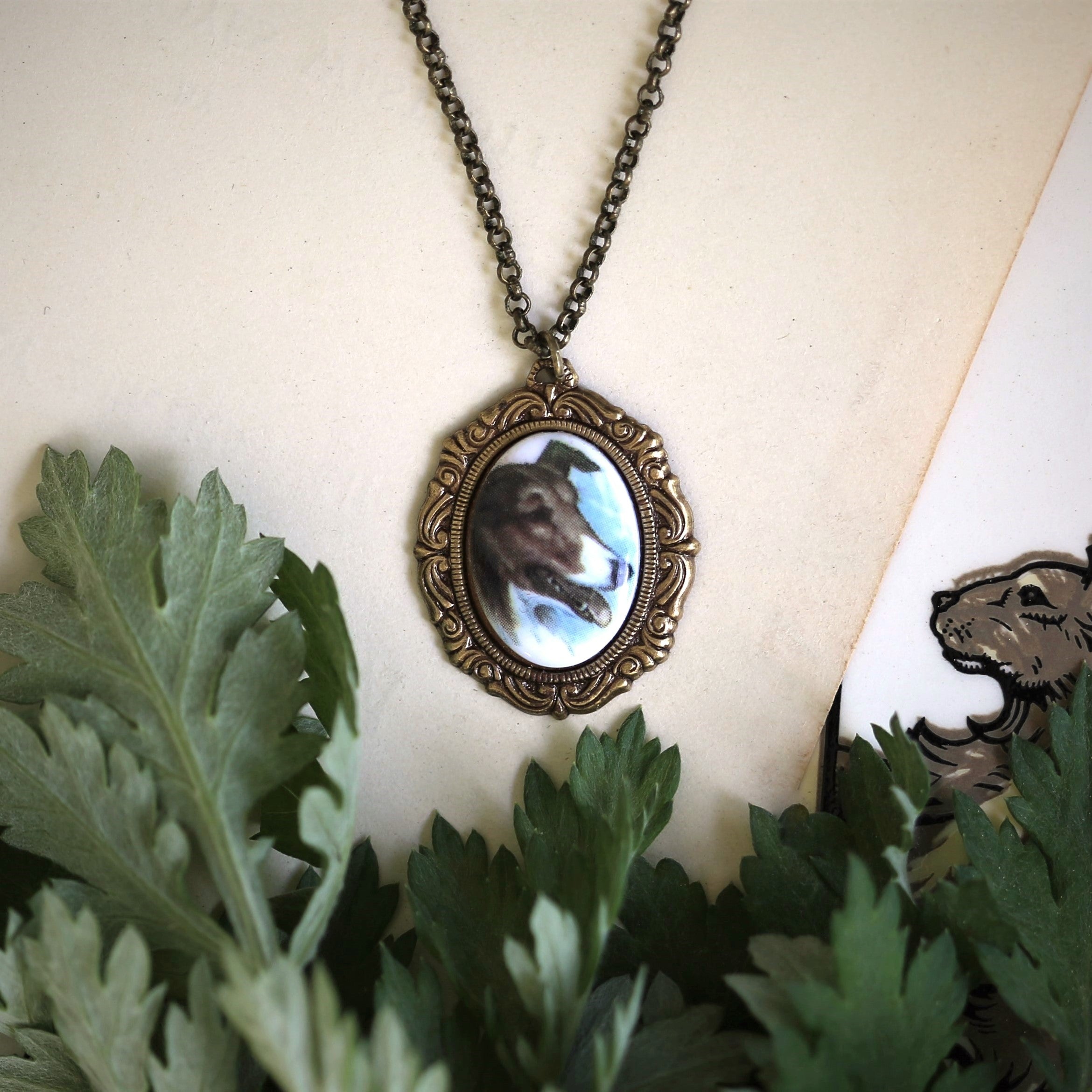 Vintage Dog Cameo Necklace in Antiqued Silver or Brass - Choose a Canine