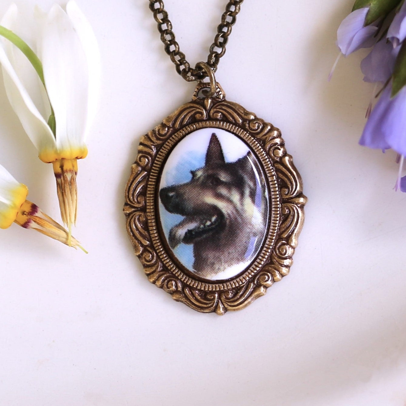 Dog Cameo Necklace