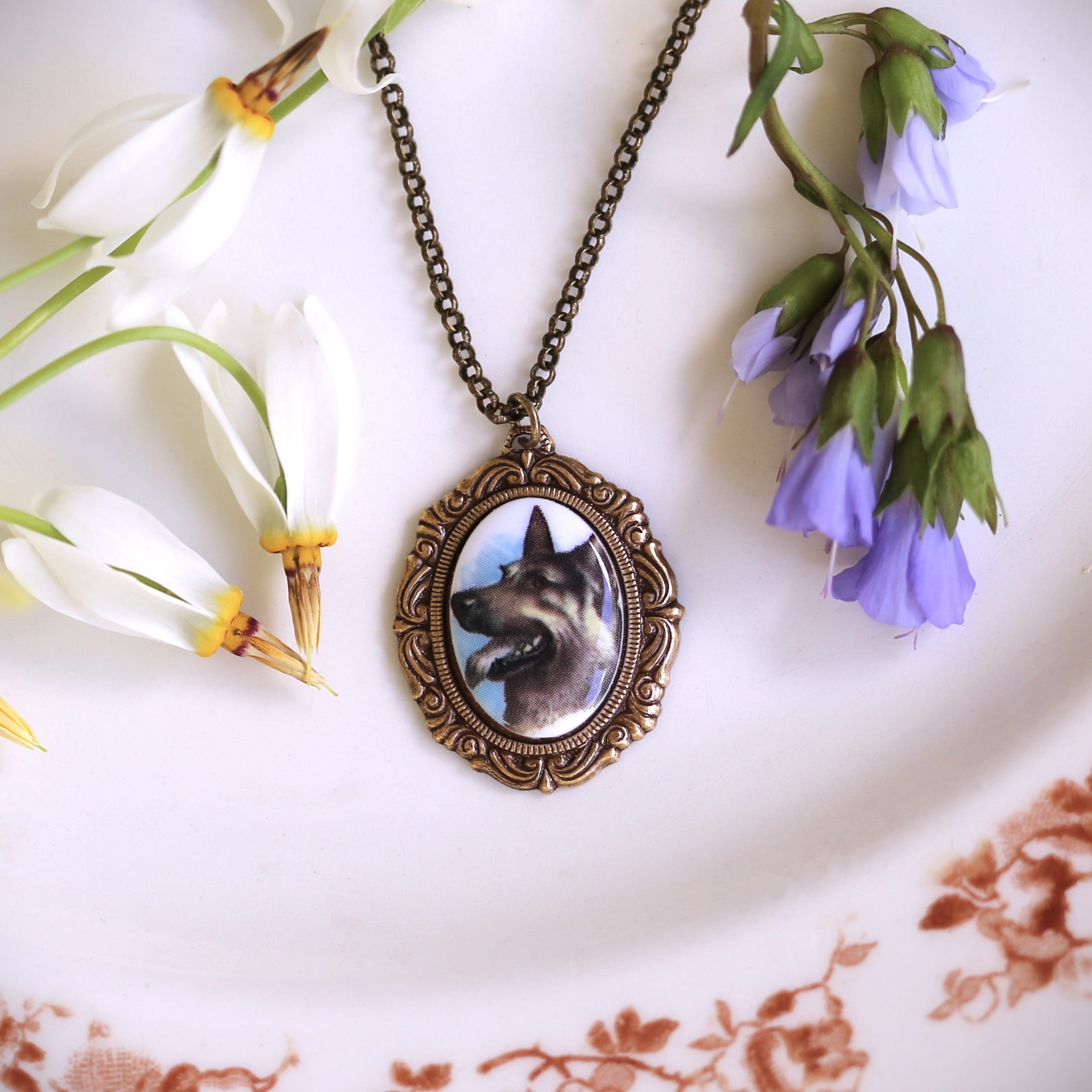 Vintage Dog Cameo Necklace - Choose a Breed