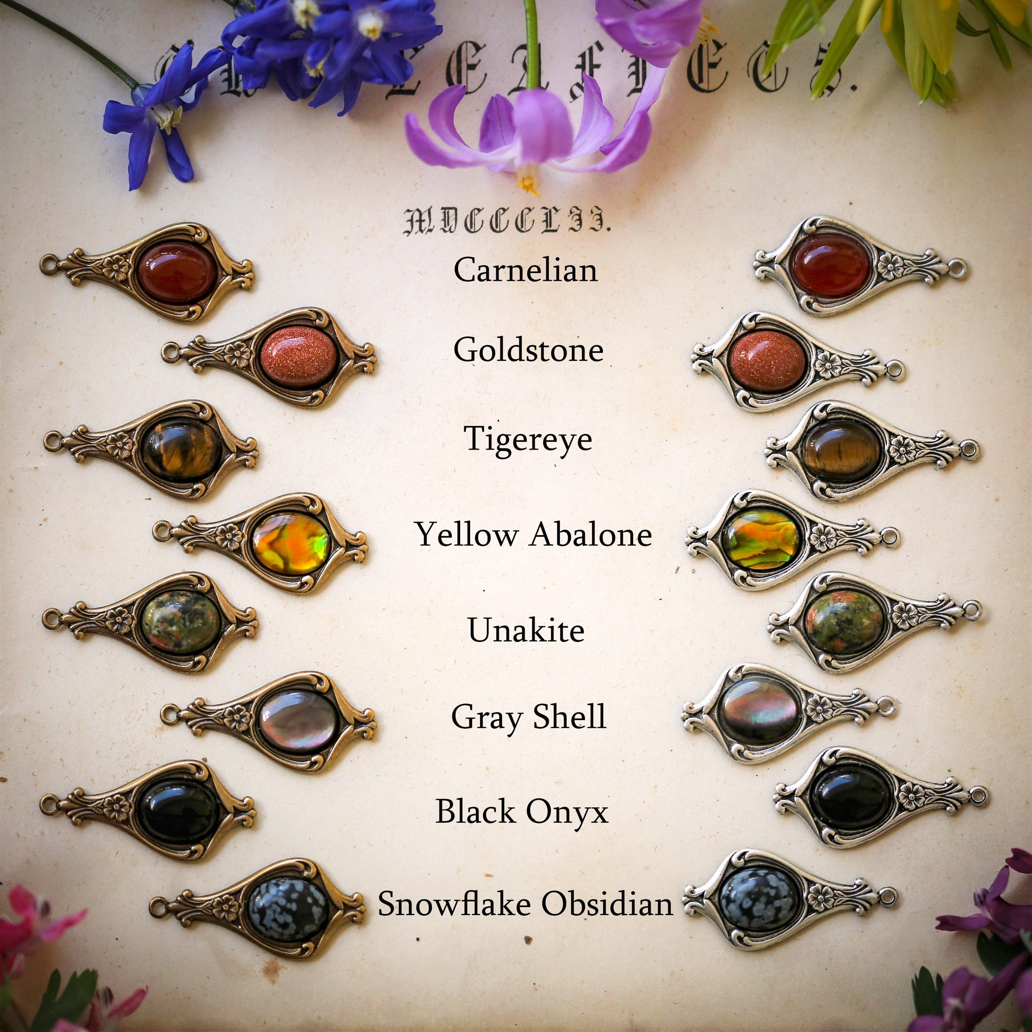 Victorian drop earring stone and shell options