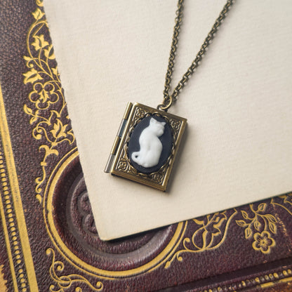 Cat Cameo Book Locket