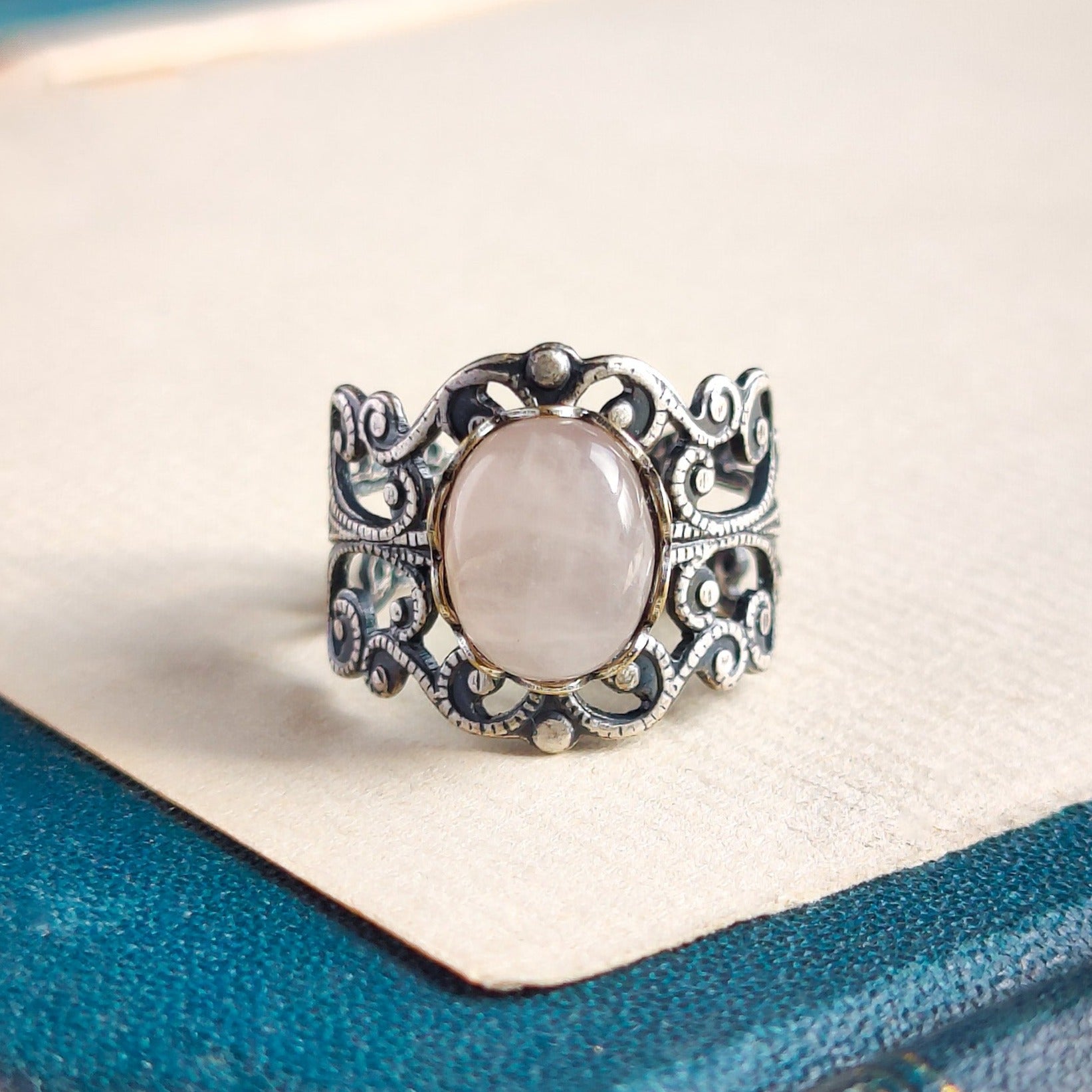 Rose Quartz Adjustable Ring