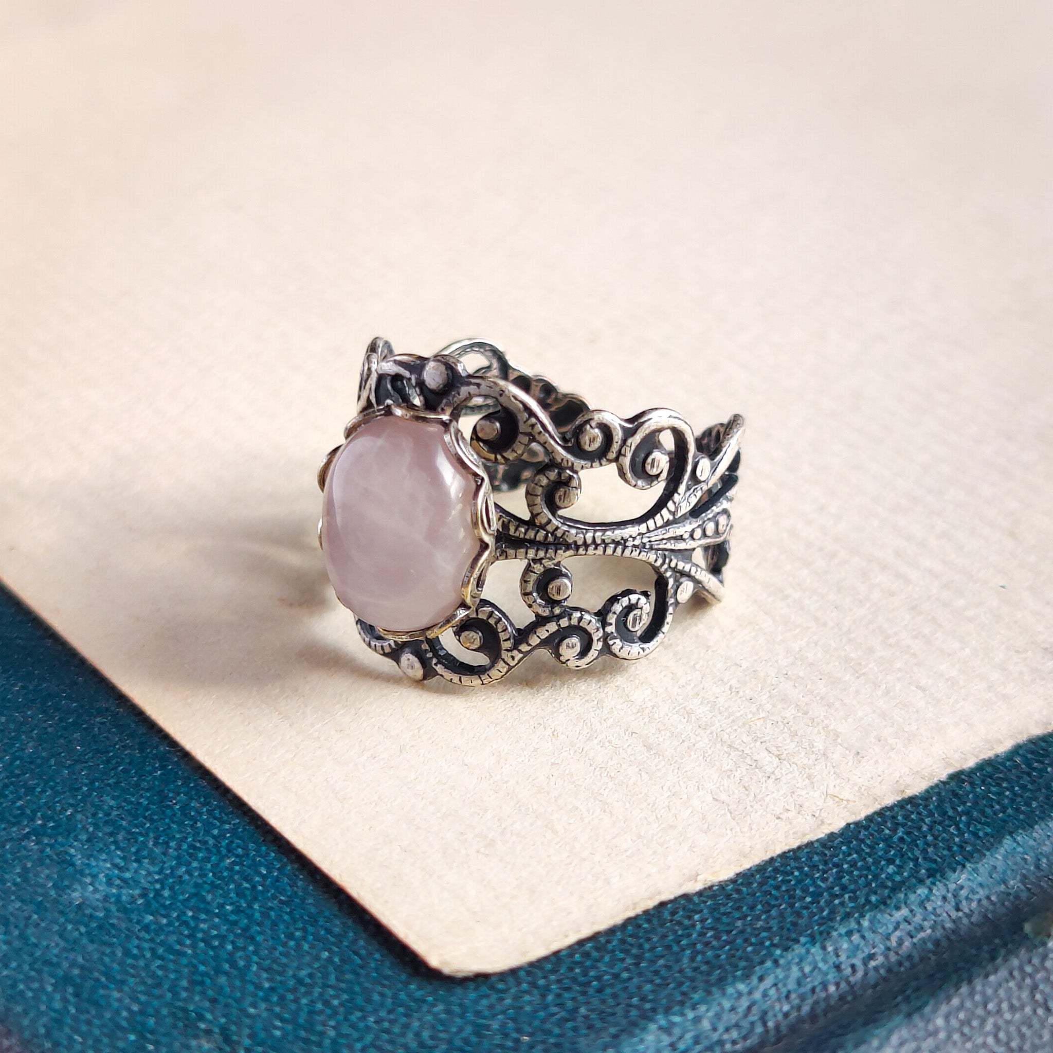 Rose Quartz Adjustable Ring