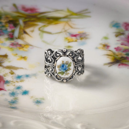 Petite Pink Rose Filigree Ring