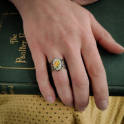 Yellow Rose Cameo Ring on Vintage Style Filigree Adjustable Ring in Silver or Brass Choose from Pink, Blue, or Yellow