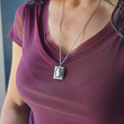 Cat Cameo Book Locket