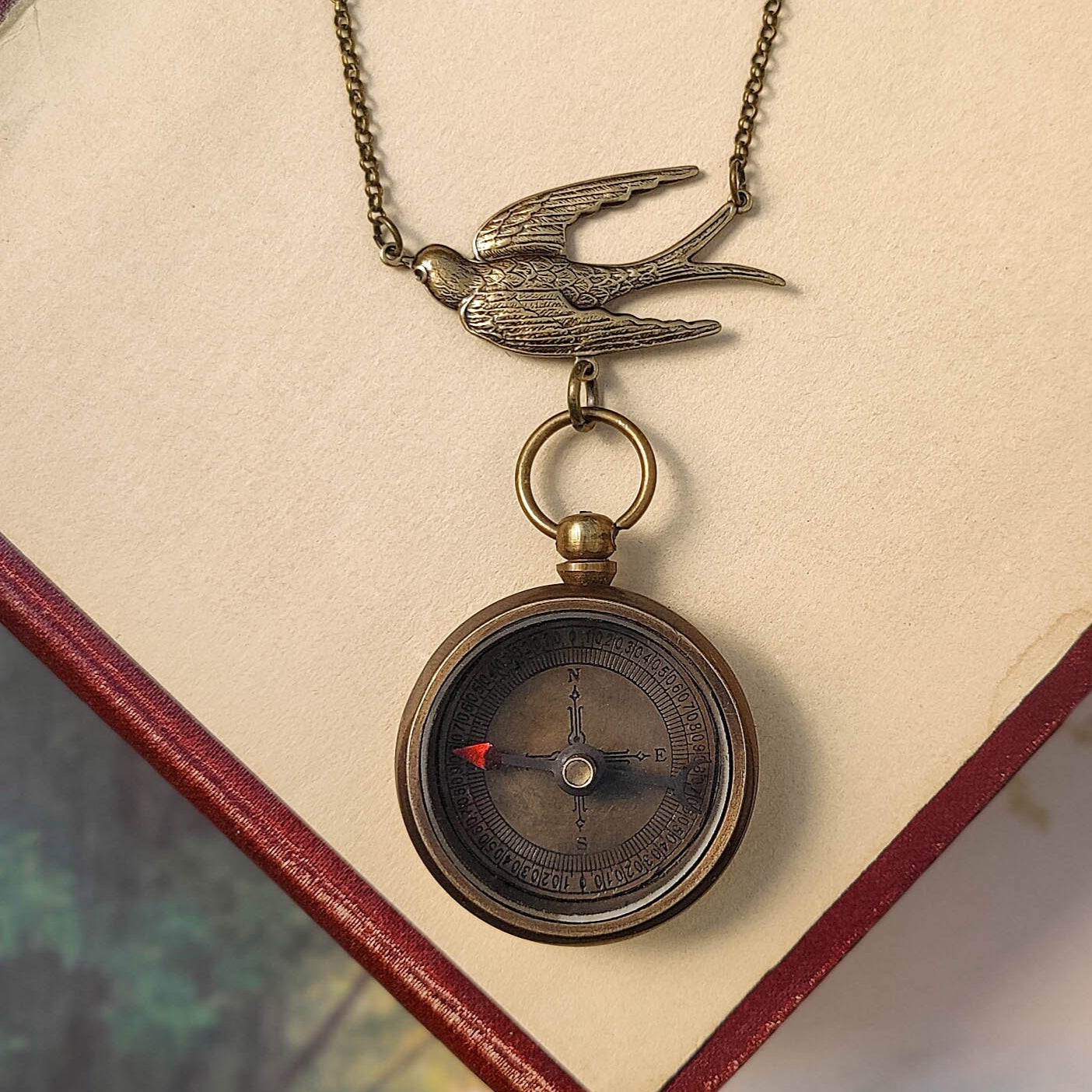 Compass Necklace with Crown