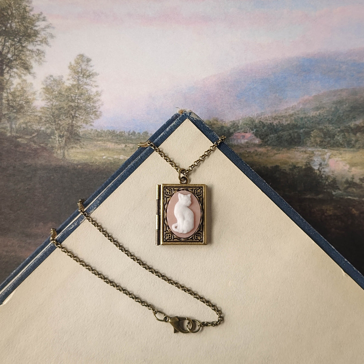 Cat Cameo Book Locket