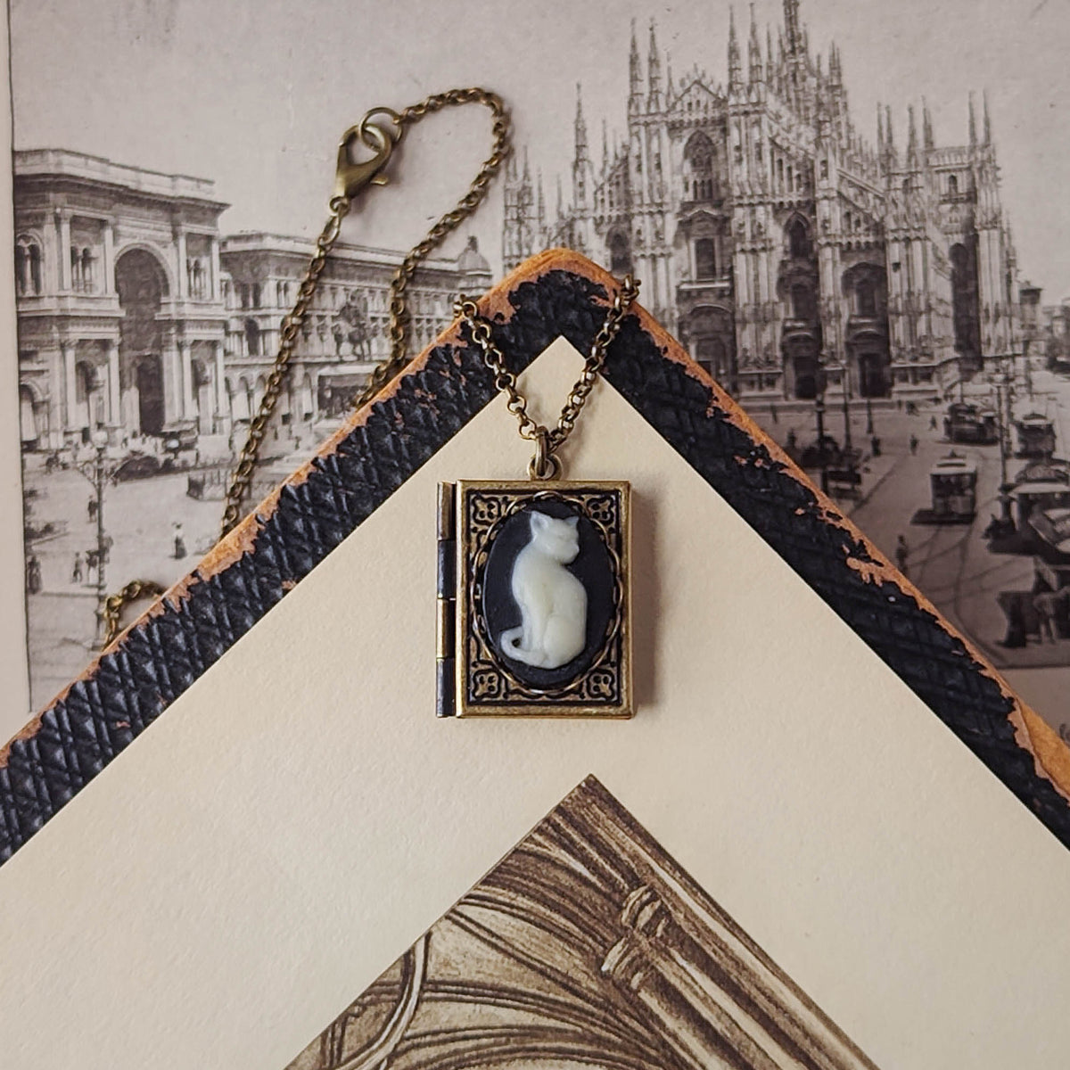 Cat Cameo Book Locket