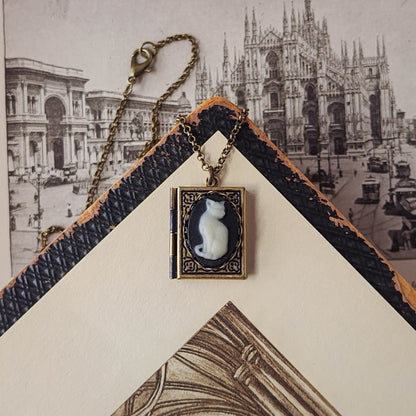 Cat Cameo Book Locket