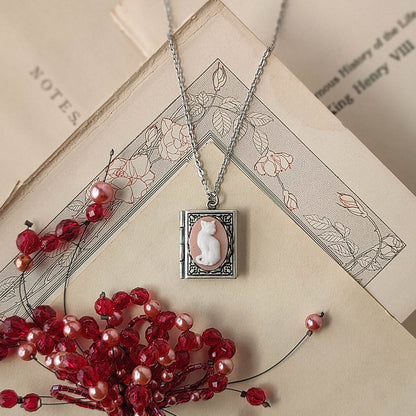Cat Cameo Book Locket
