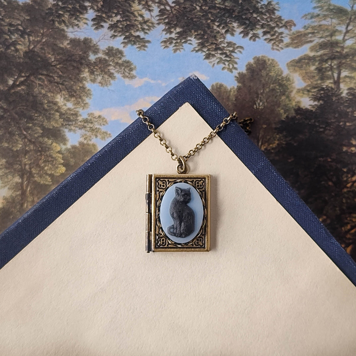 Cat Cameo Book Locket