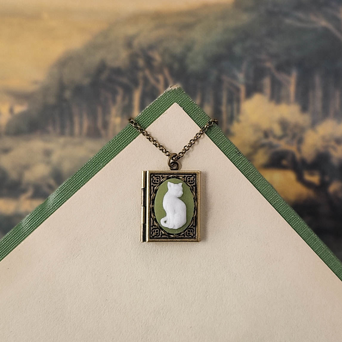 Cat Cameo Book Locket