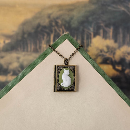 Cat Cameo Book Locket