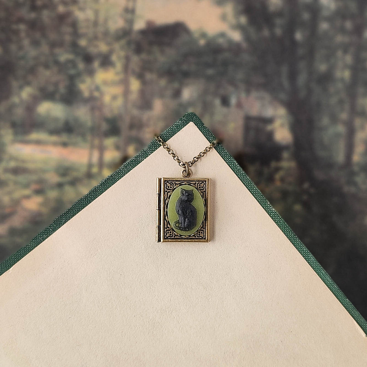 Cat Cameo Book Locket