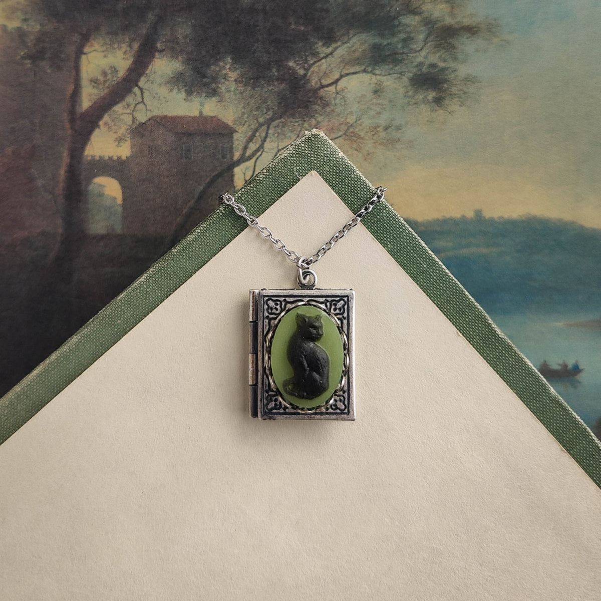 Cat Cameo Book Locket