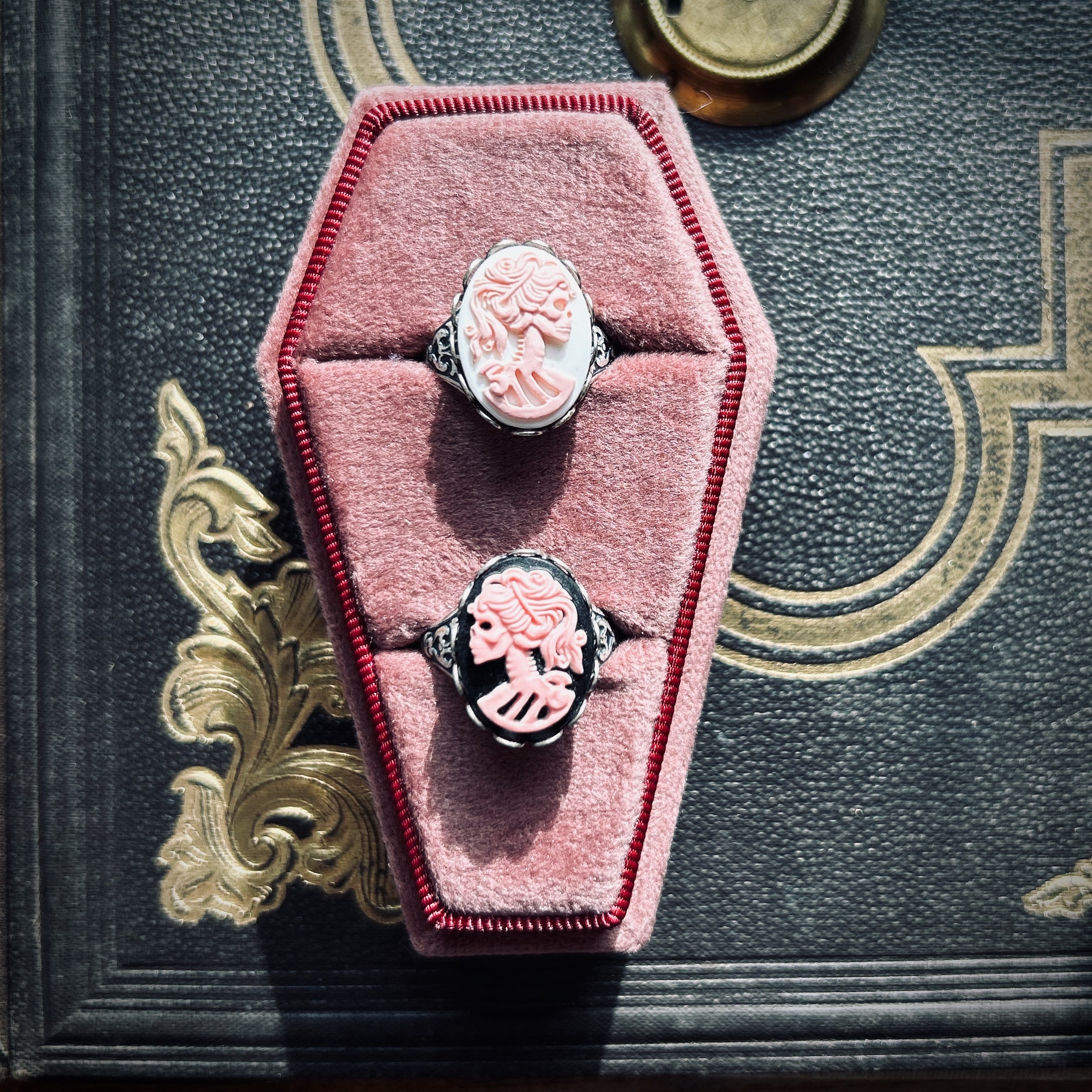 Skeleton Lady Cameo Ring- Pick a Color