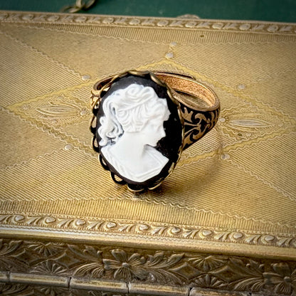 Woman Cameo Ring- Black, White or Cream