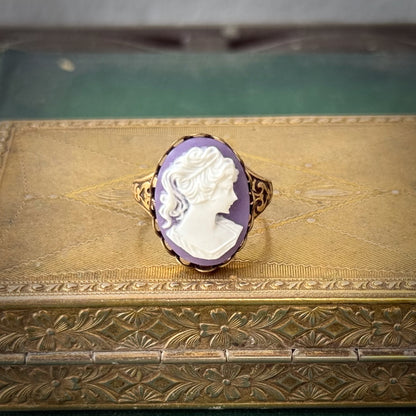 Woman Cameo Ring- Pink, Purple or Red