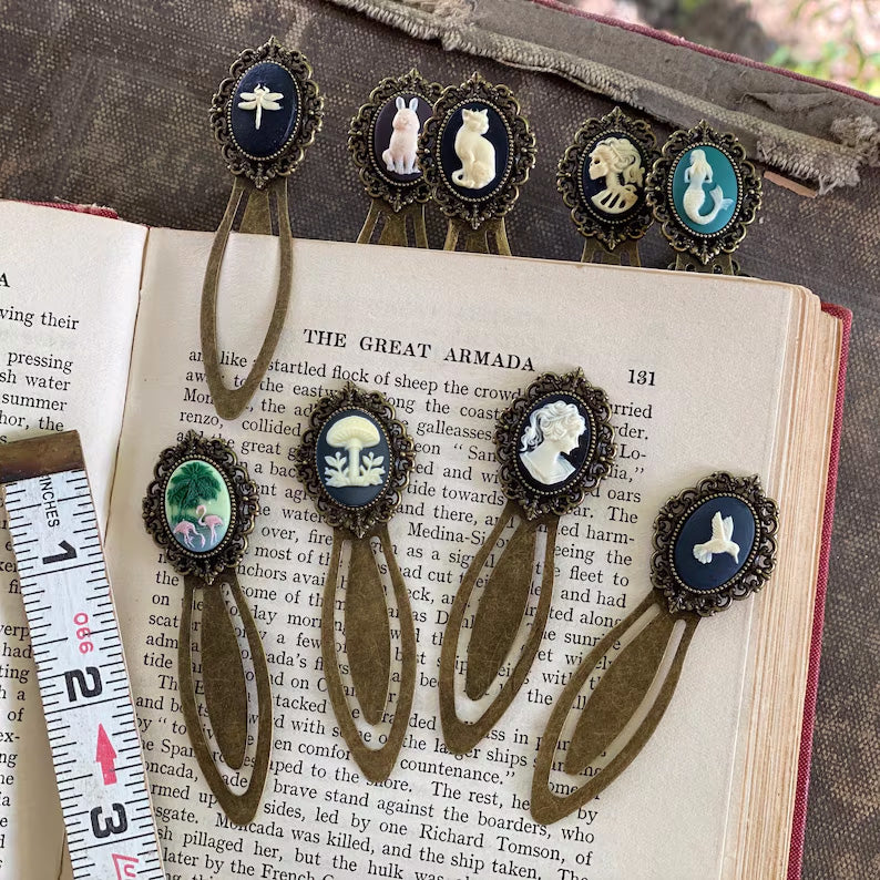 Cameo Filigree Brass Bookmark