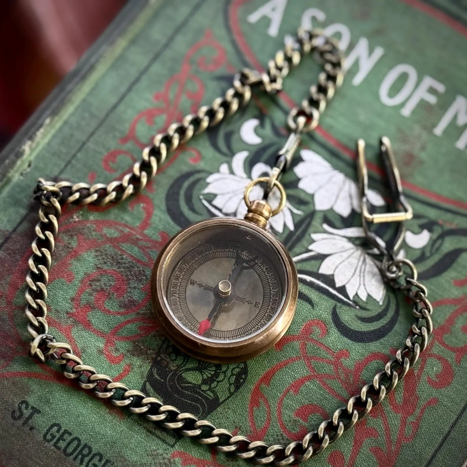 Compass Necklace with Crown