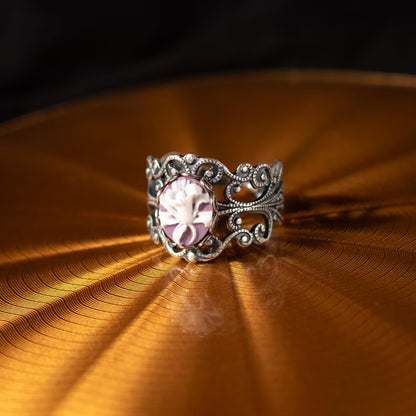 Purple Lily Cameo Ring