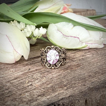 Purple Lily Cameo Ring