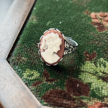 Woman Cameo Ring- Blue, Green or Orange