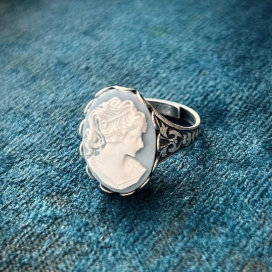 Woman Cameo Ring- Blue, Green or Orange