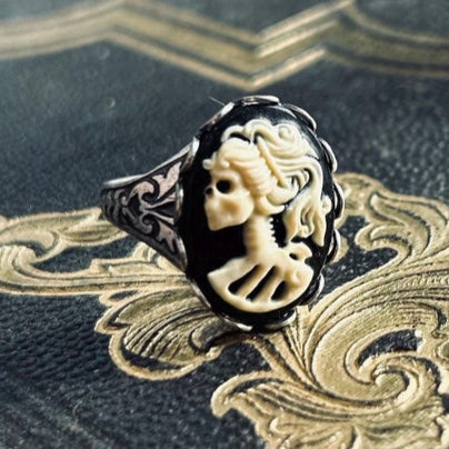 Skeleton Lady Cameo Ring- Pick a Color