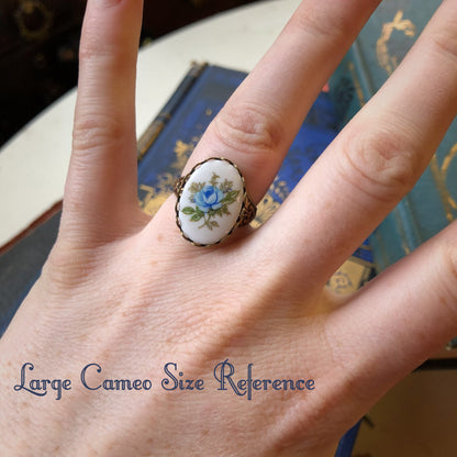 Blue Rose Cameo Ring