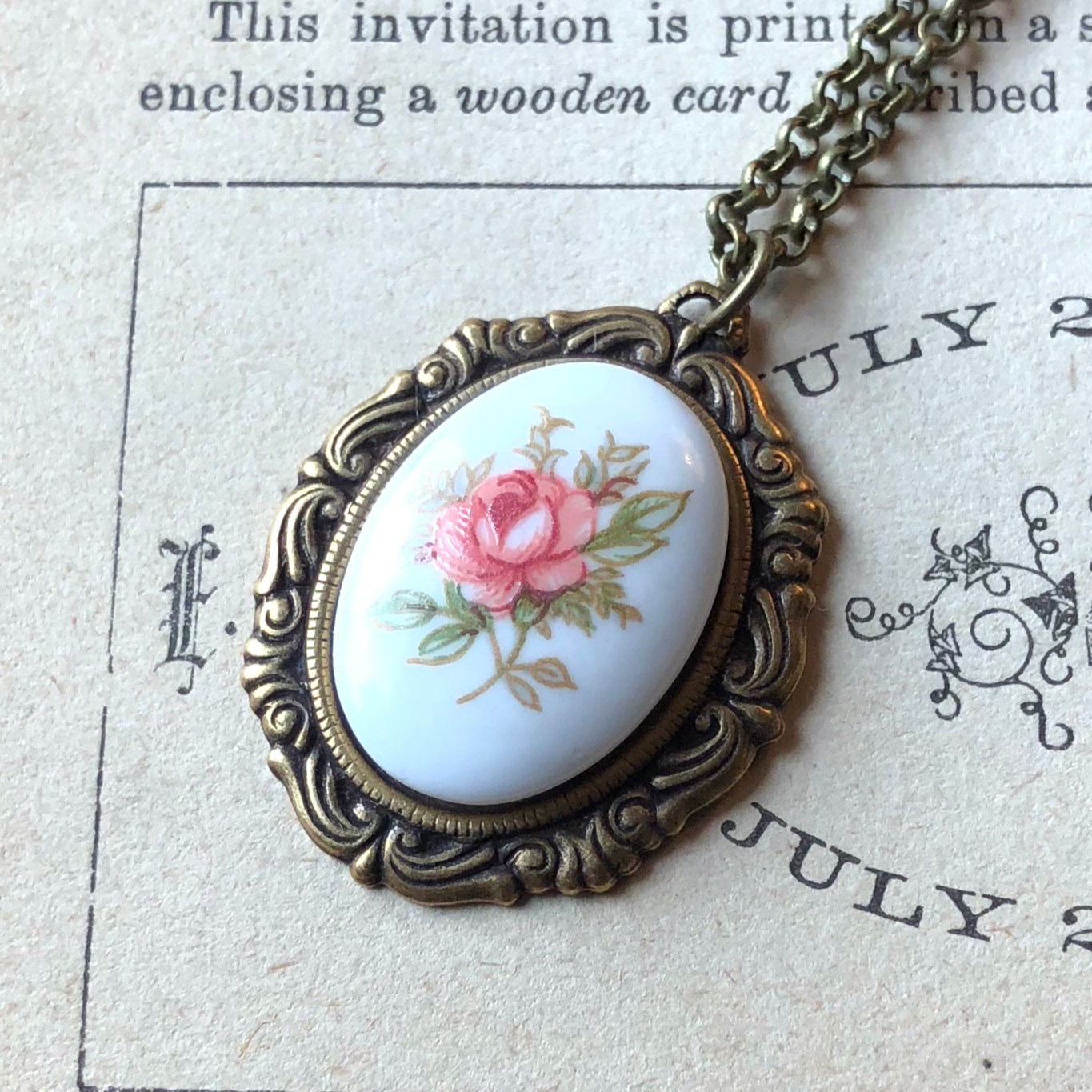 Vintage Rose Cameo Necklace