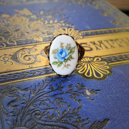 Blue Rose Cameo Ring