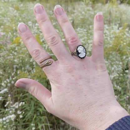 Woman Cameo Ring- Black, White or Cream