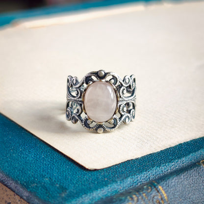 Rose Quartz Filigree Ring