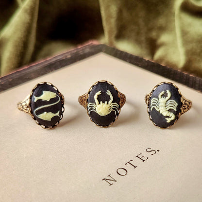 Vintage Zodiac Cameo Ring - Pick Your Sign