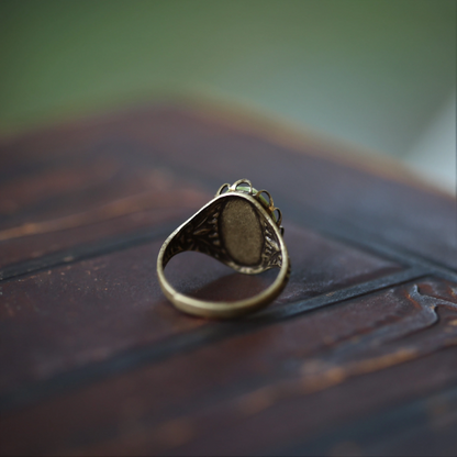 Green and White Rose Cameo Ring