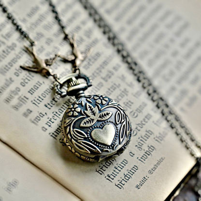 Heart, Crown, Ribcage or Rose Watch Necklace