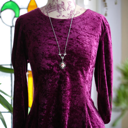 Victorian Leaf Rose Necklace with Birds