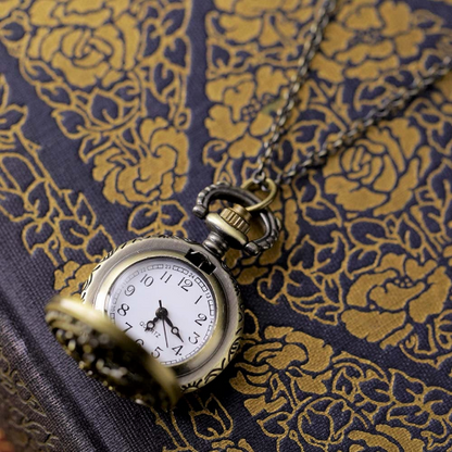 Flower Lattice Brass Battery Operated Pocket Watch Necklaces