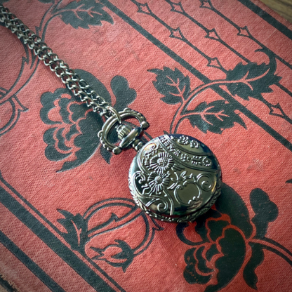 Gunmetal Tendrils Pocket Watch Necklace