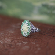 Bouquet Cameo Ring in Antiqued Brass or Silver  Choose a Color